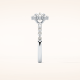 0.86 CT Cushion Shaped Halo & Pave Moissanite Engagement Ring