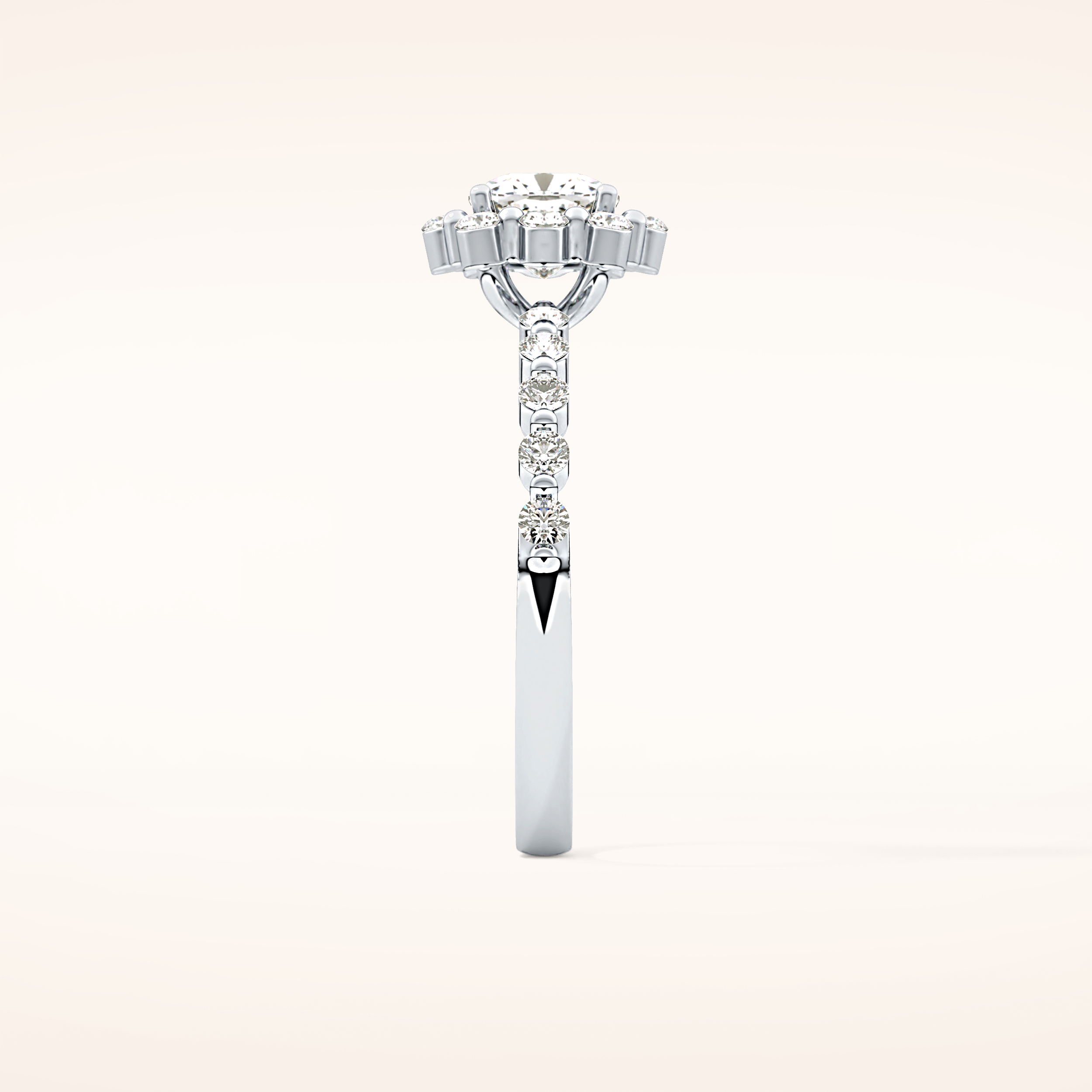 0.86 CT Cushion Shaped Halo & Pave Moissanite Engagement Ring