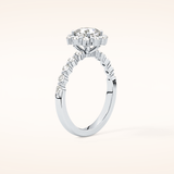0.86 CT Cushion Shaped Halo & Pave Moissanite Engagement Ring