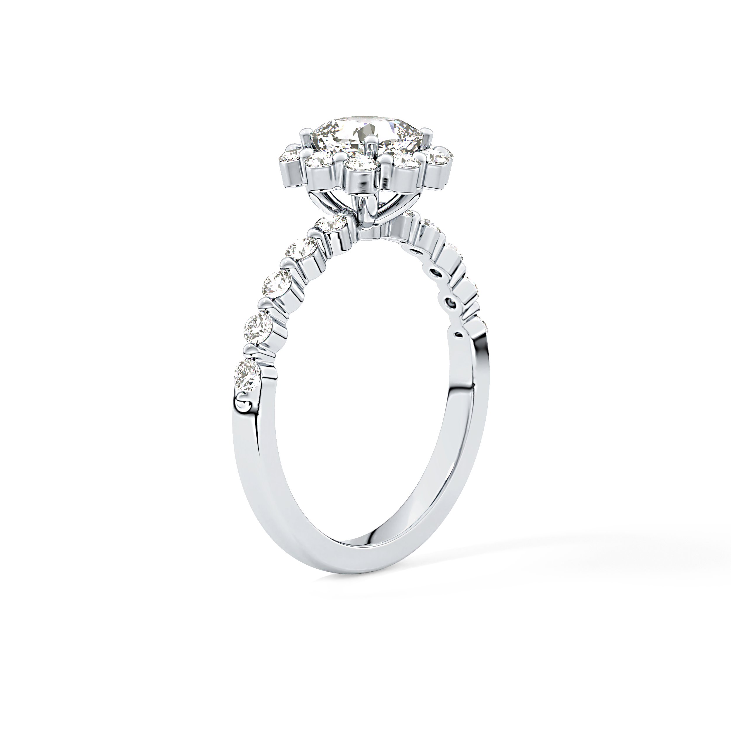 Cushion Halo & Pave Lab Grown Diamond Engagement Ring