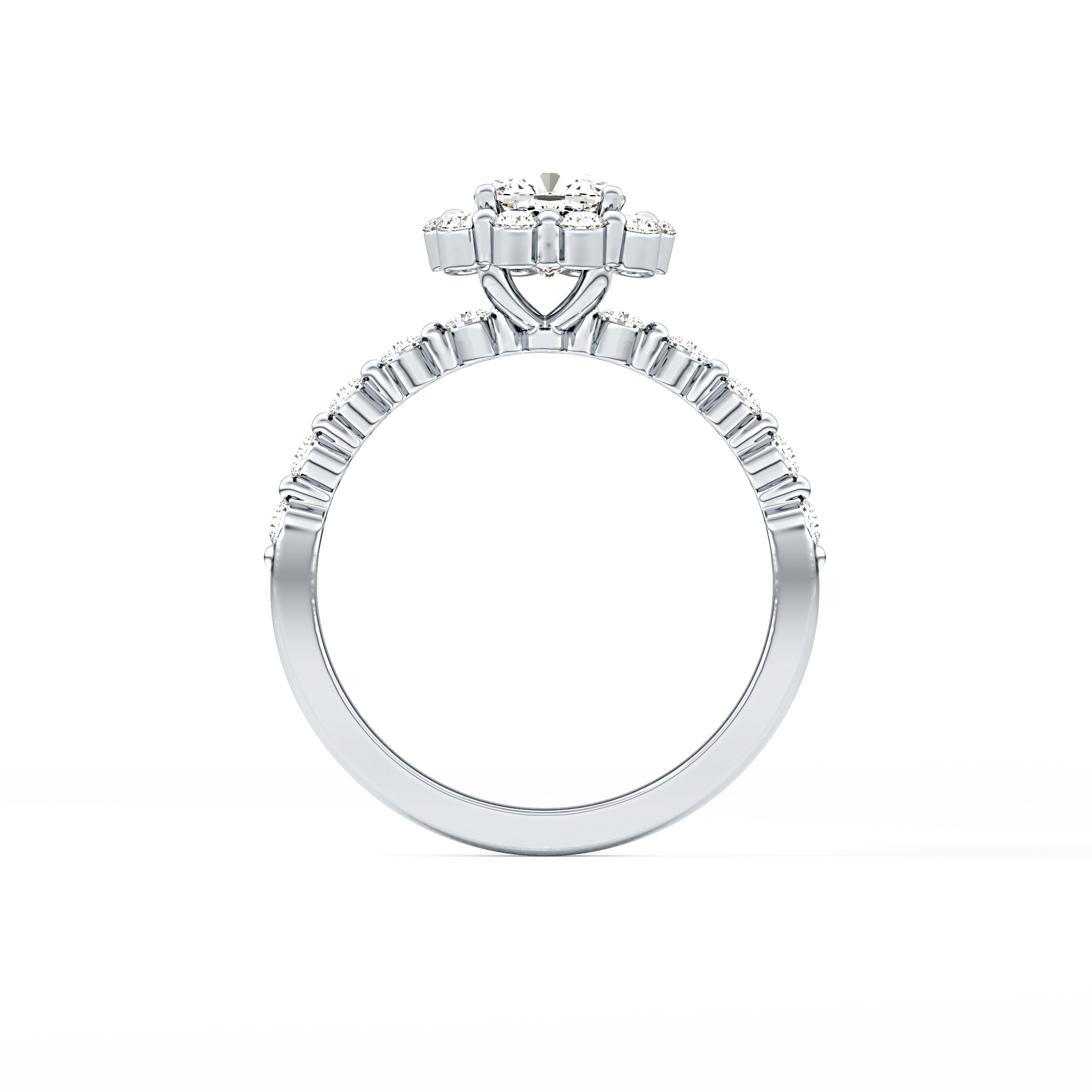 Cushion Halo & Pave Lab Grown Diamond Engagement Ring
