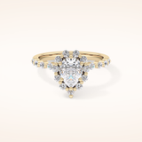 0.81 CT Pear Shaped Halo & Pave Moissanite Engagement Ring