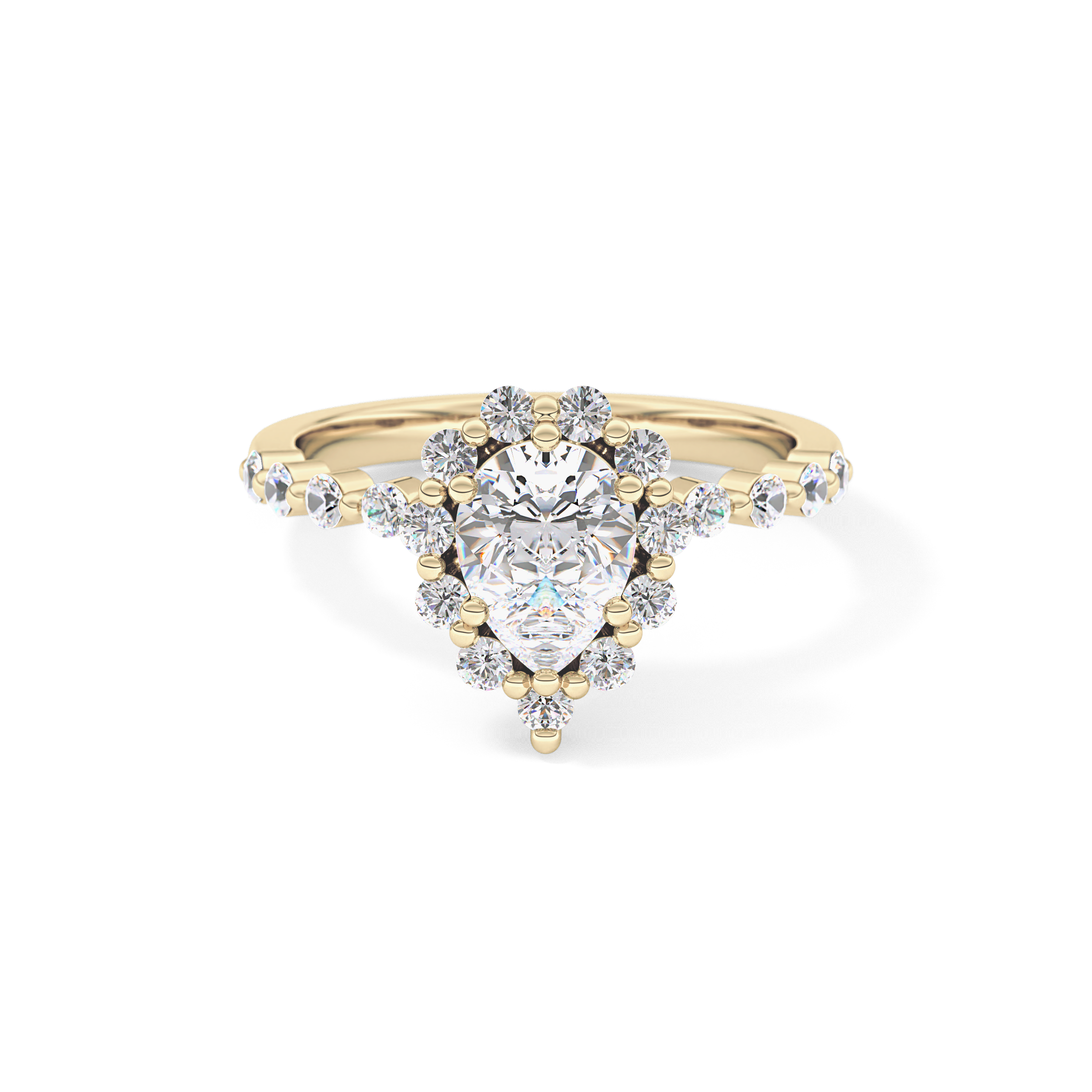 Pear Halo & Pave Lab Grown Diamond Engagement Ring
