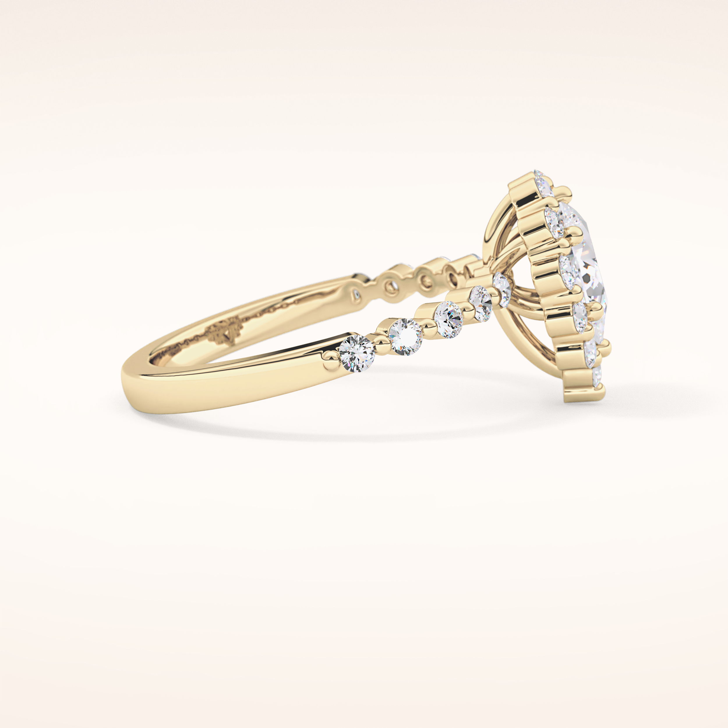 0.81 CT Pear Shaped Halo & Pave Moissanite Engagement Ring