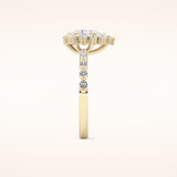 0.81 CT Pear Shaped Halo & Pave Moissanite Engagement Ring