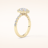 0.81 CT Pear Shaped Halo & Pave Moissanite Engagement Ring