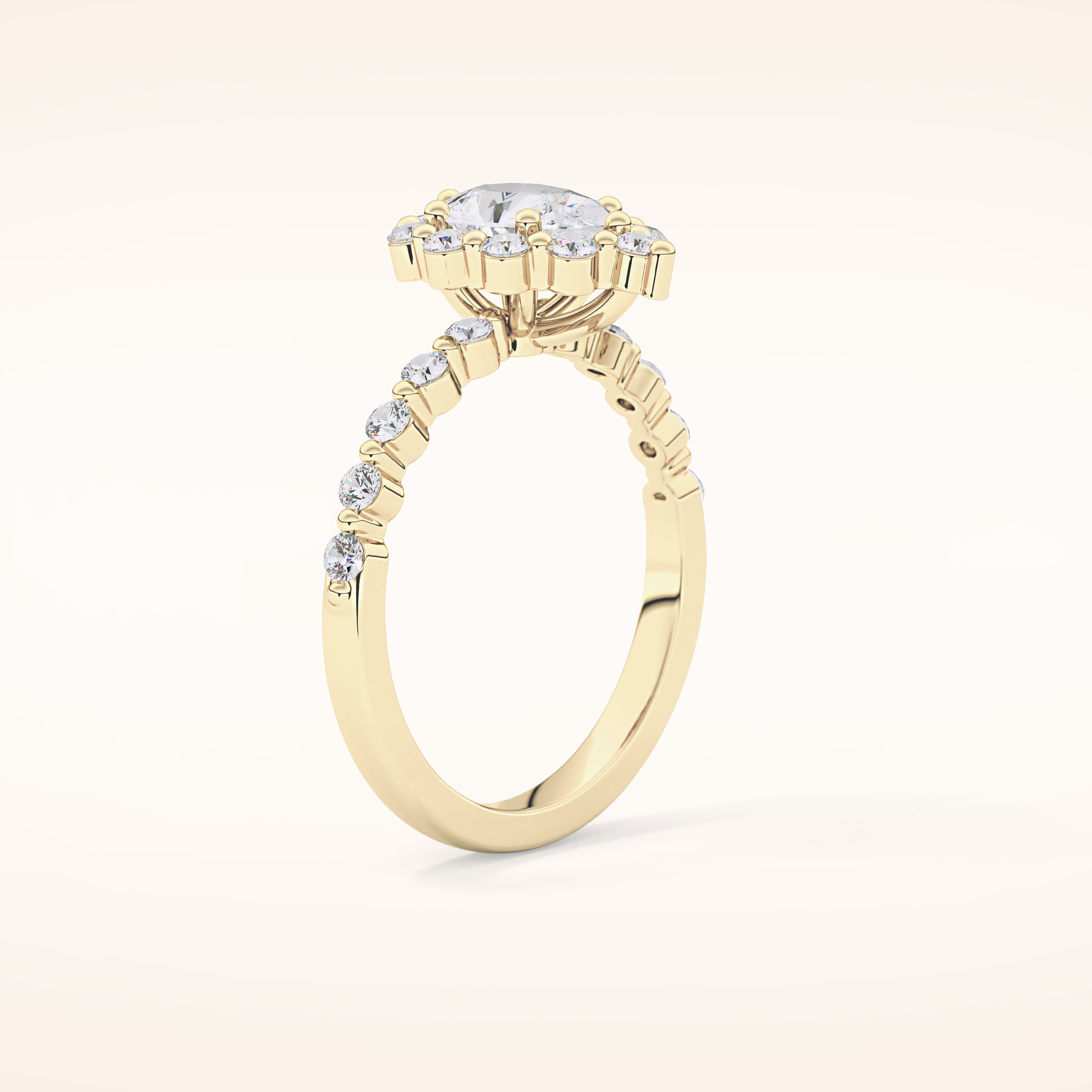 0.81 CT Pear Shaped Halo & Pave Moissanite Engagement Ring