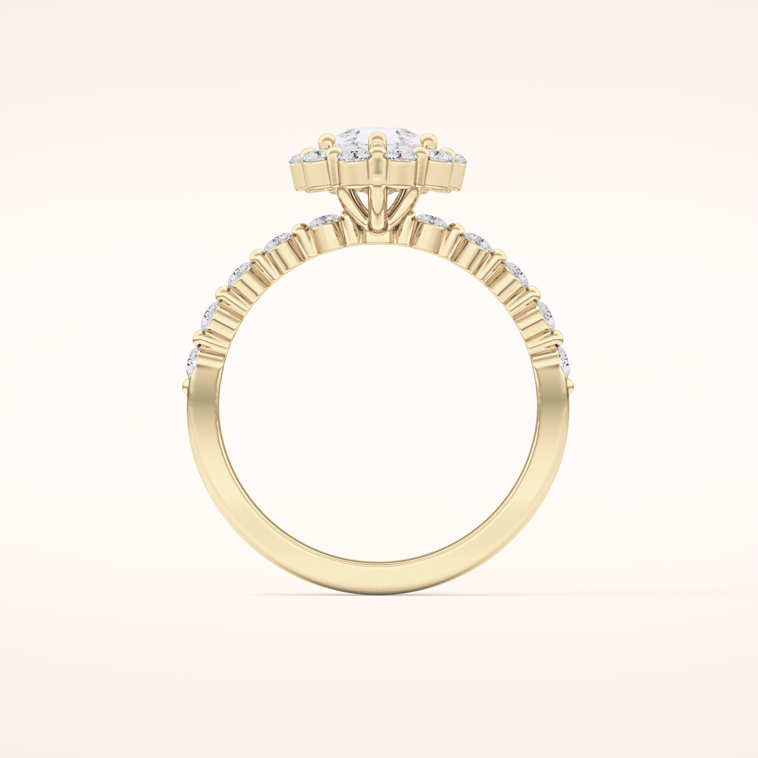 0.81 CT Pear Shaped Halo & Pave Moissanite Engagement Ring