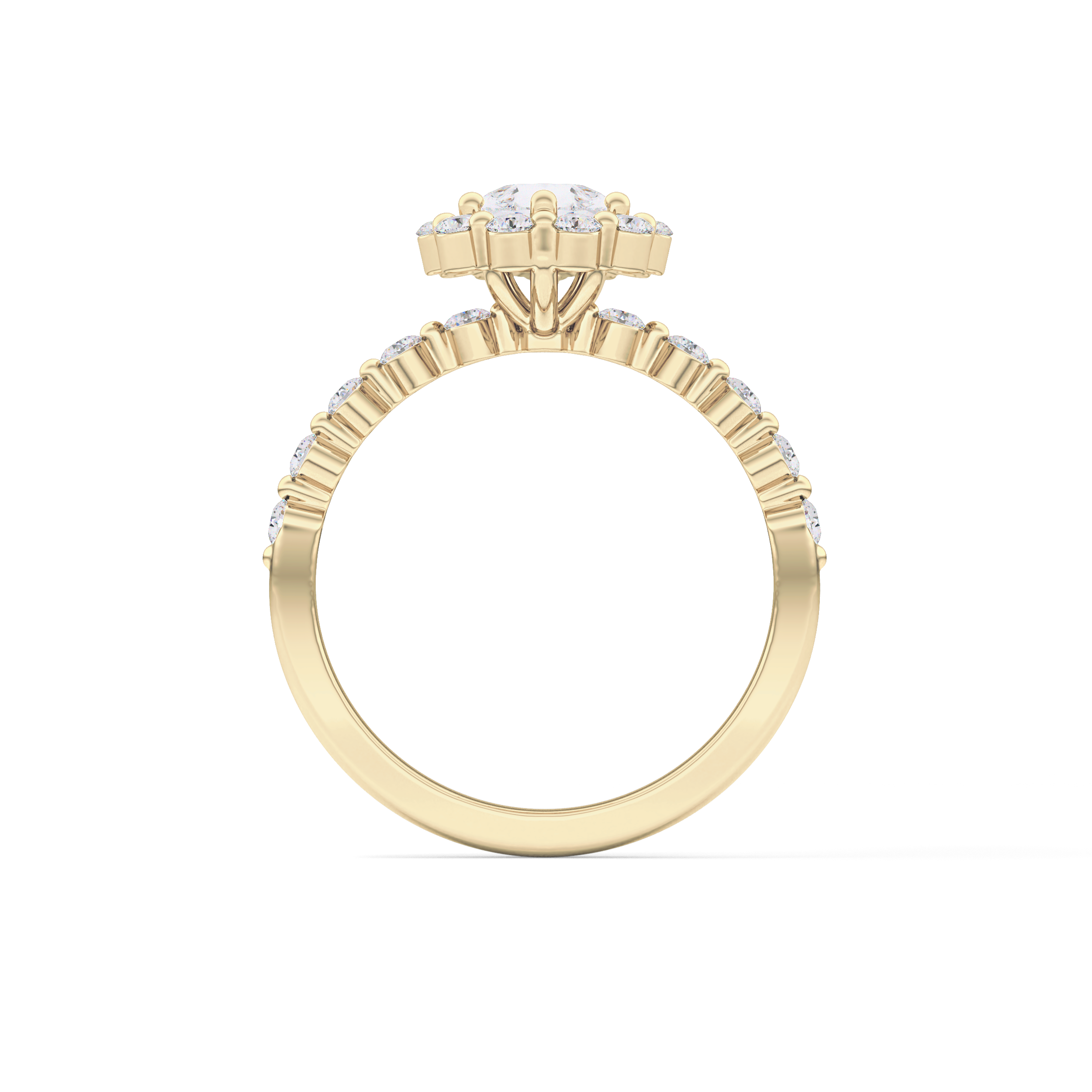 Pear Halo & Pave Lab Grown Diamond Engagement Ring