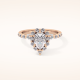 0.81 CT Pear Shaped Halo & Pave Moissanite Engagement Ring
