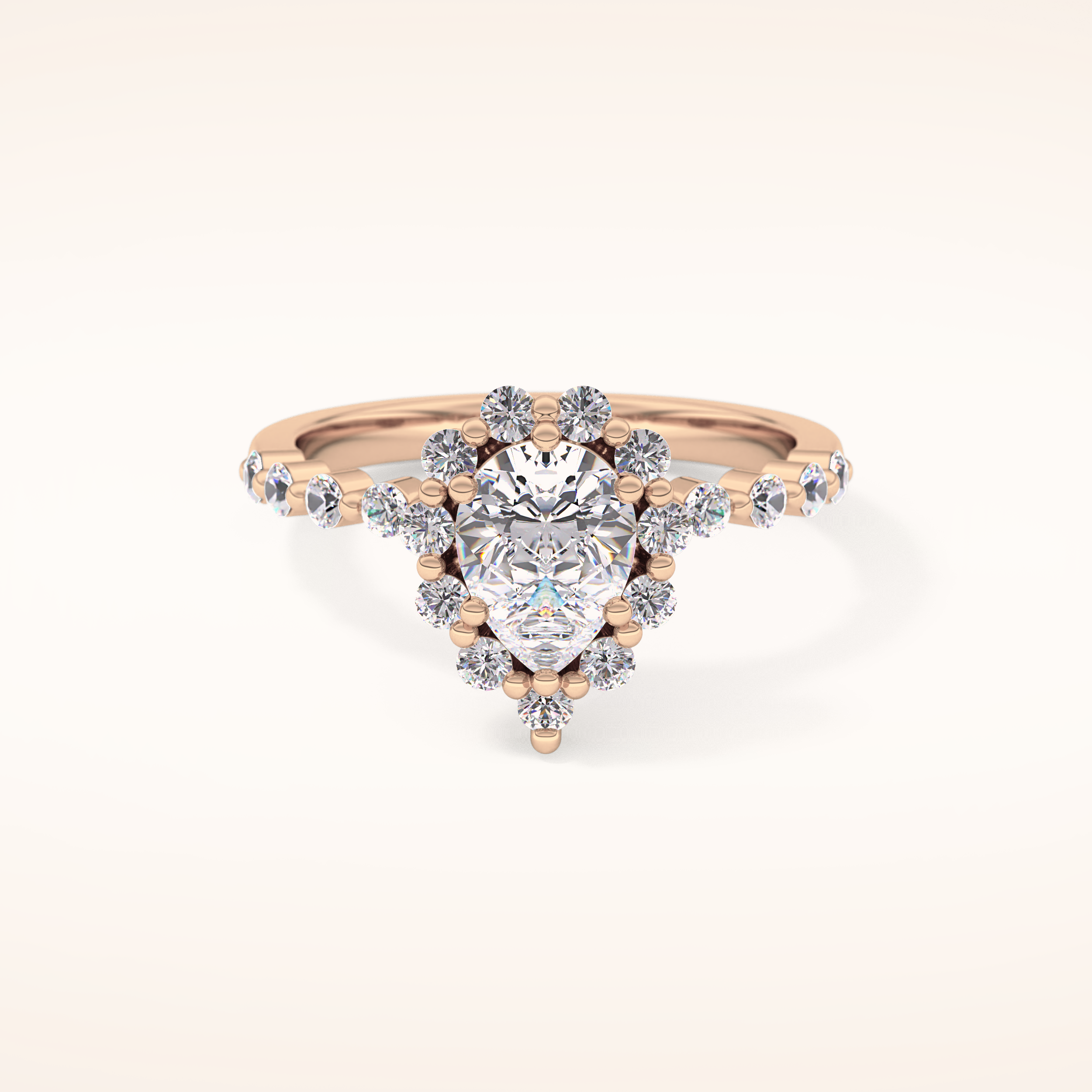 0.81 CT Pear Shaped Halo & Pave Moissanite Engagement Ring