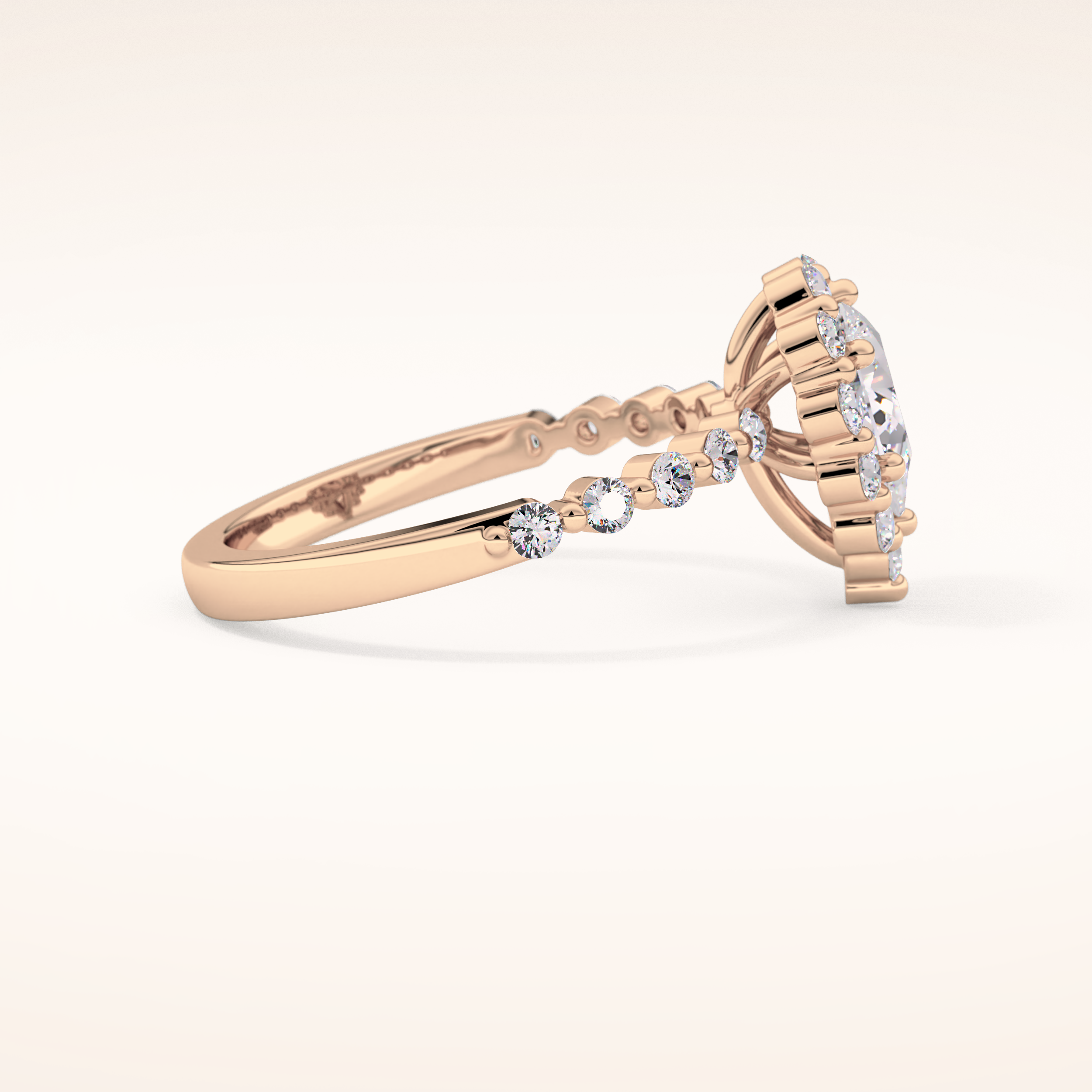 0.81 CT Pear Shaped Halo & Pave Moissanite Engagement Ring