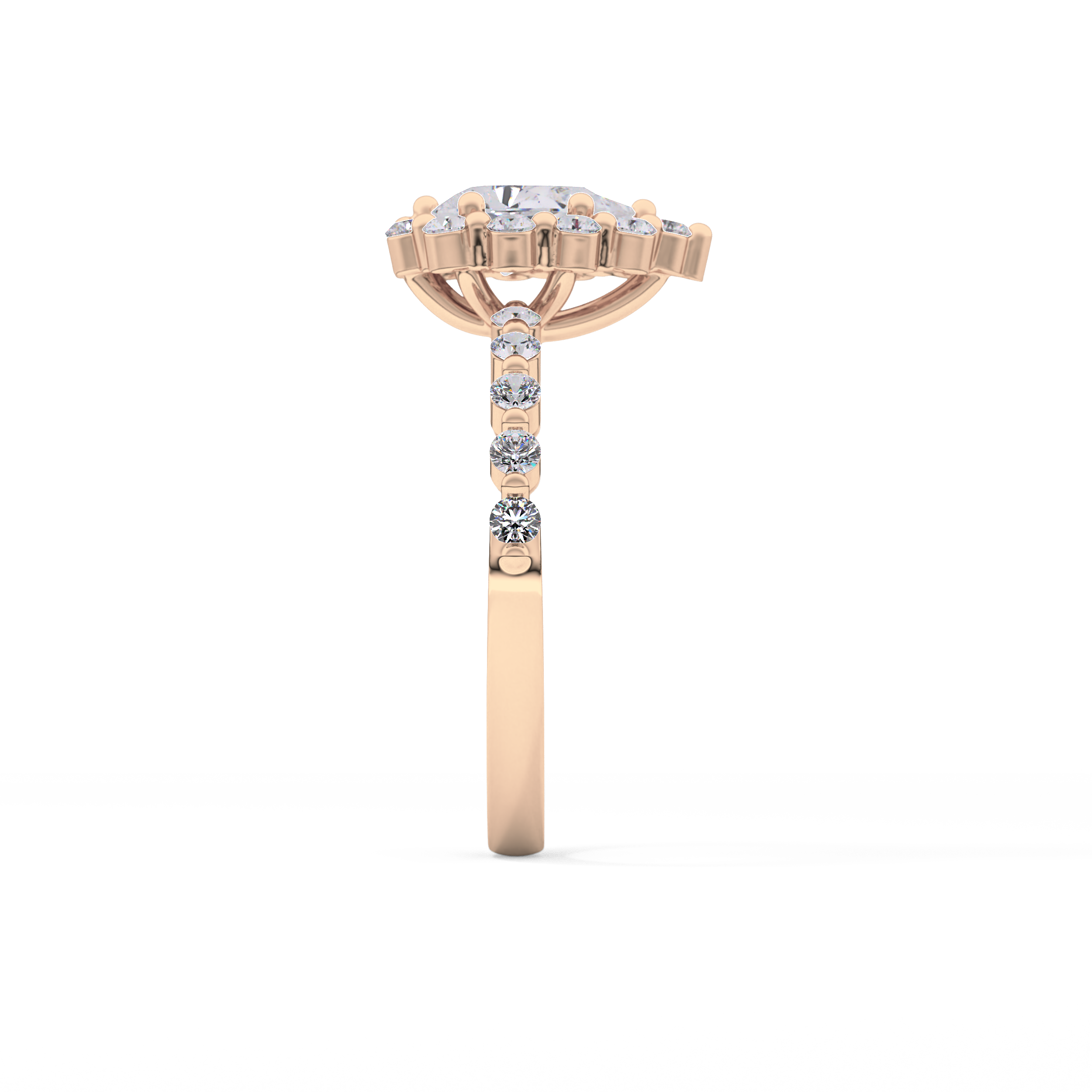 Pear Halo & Pave Lab Grown Diamond Engagement Ring