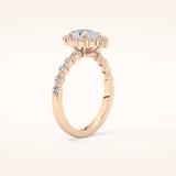 0.81 CT Pear Shaped Halo & Pave Moissanite Engagement Ring