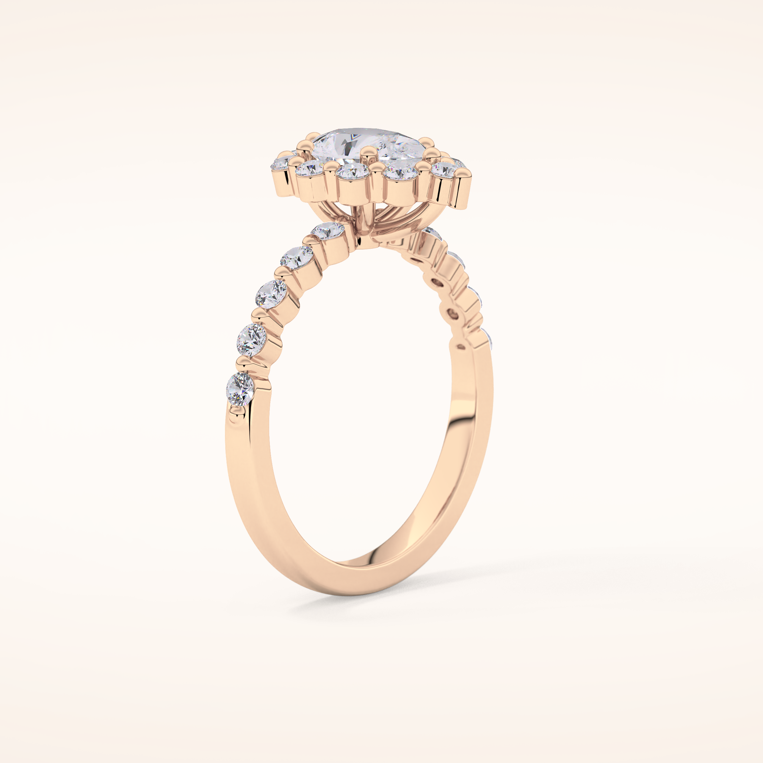 0.81 CT Pear Shaped Halo & Pave Moissanite Engagement Ring