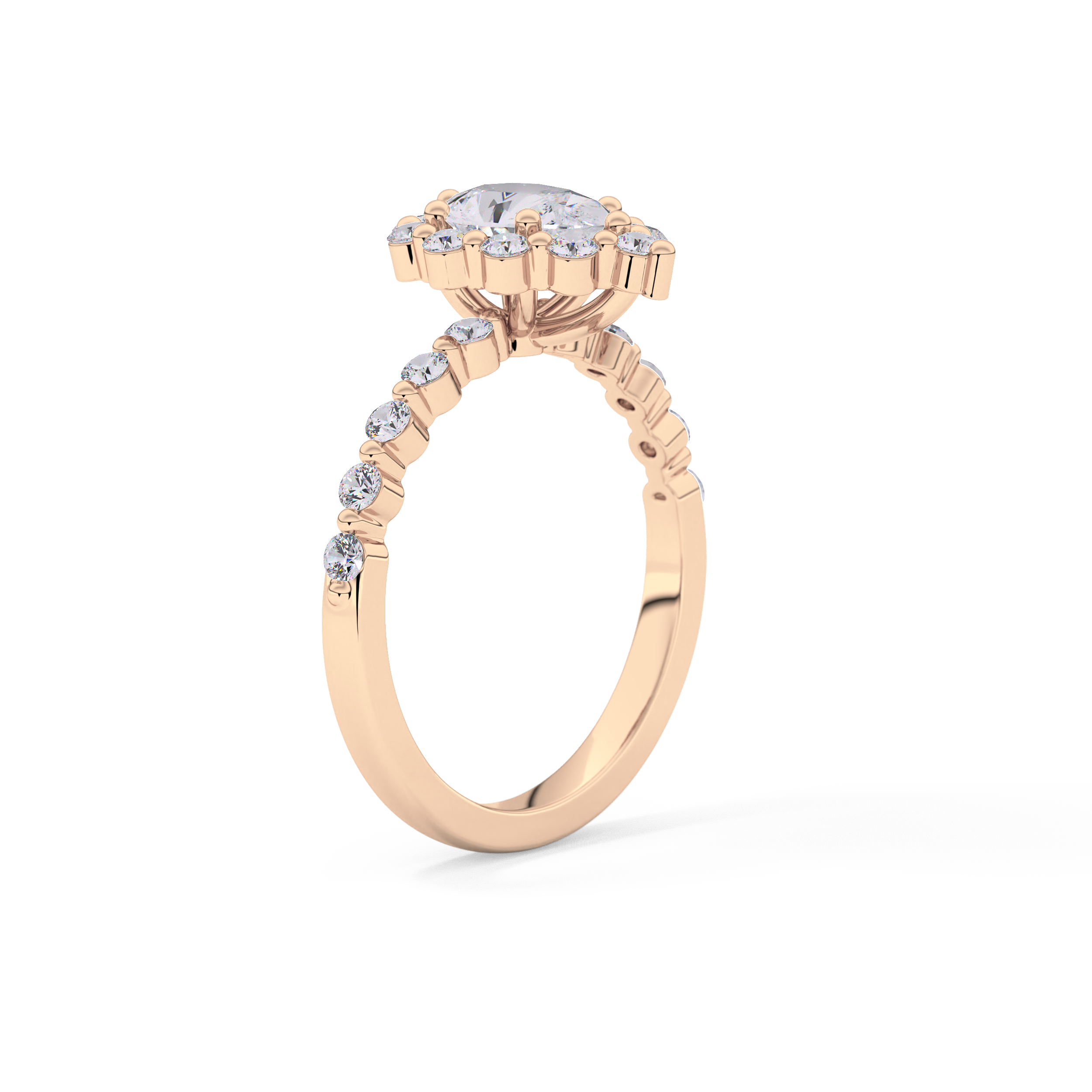Pear Halo & Pave Lab Grown Diamond Engagement Ring