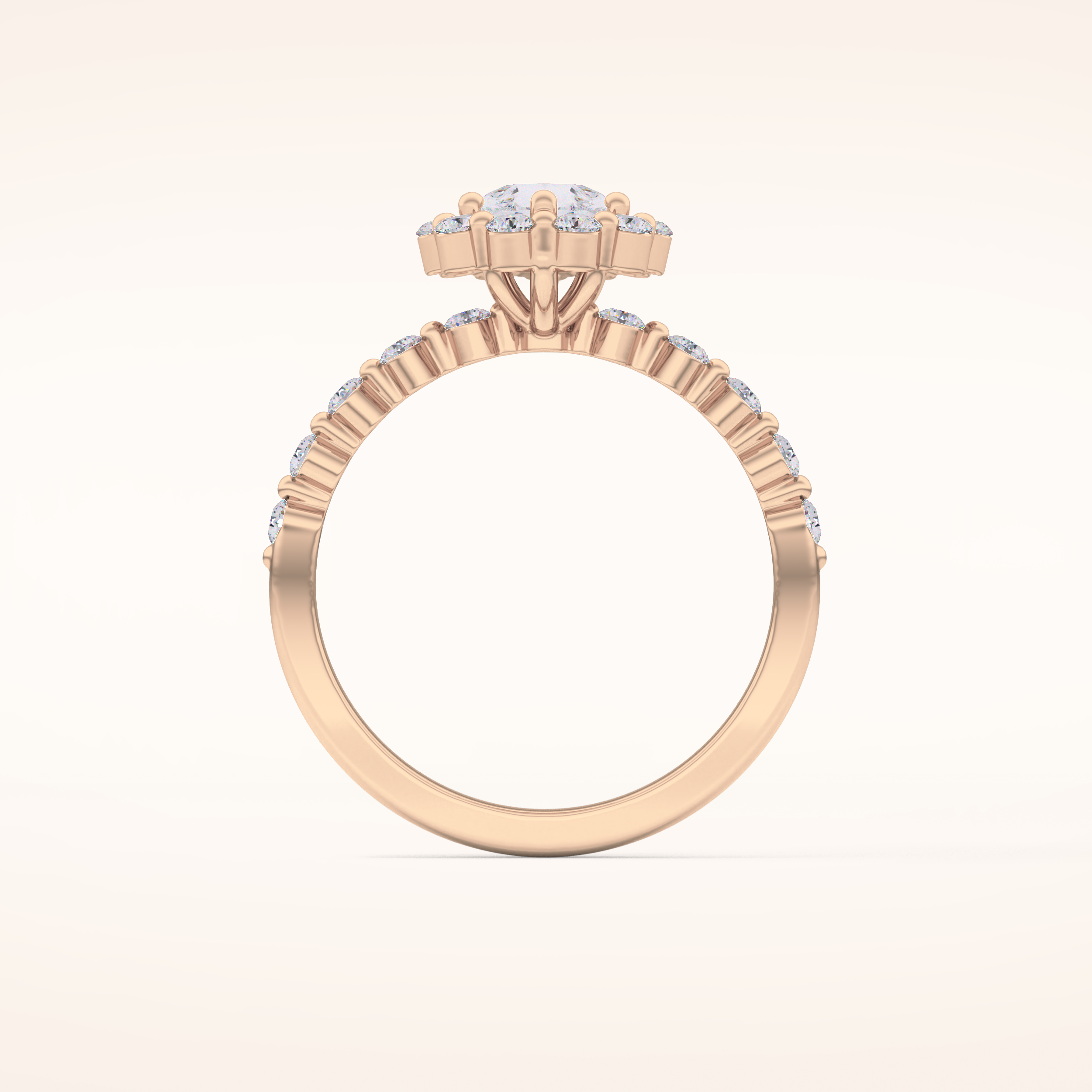0.81 CT Pear Shaped Halo & Pave Moissanite Engagement Ring