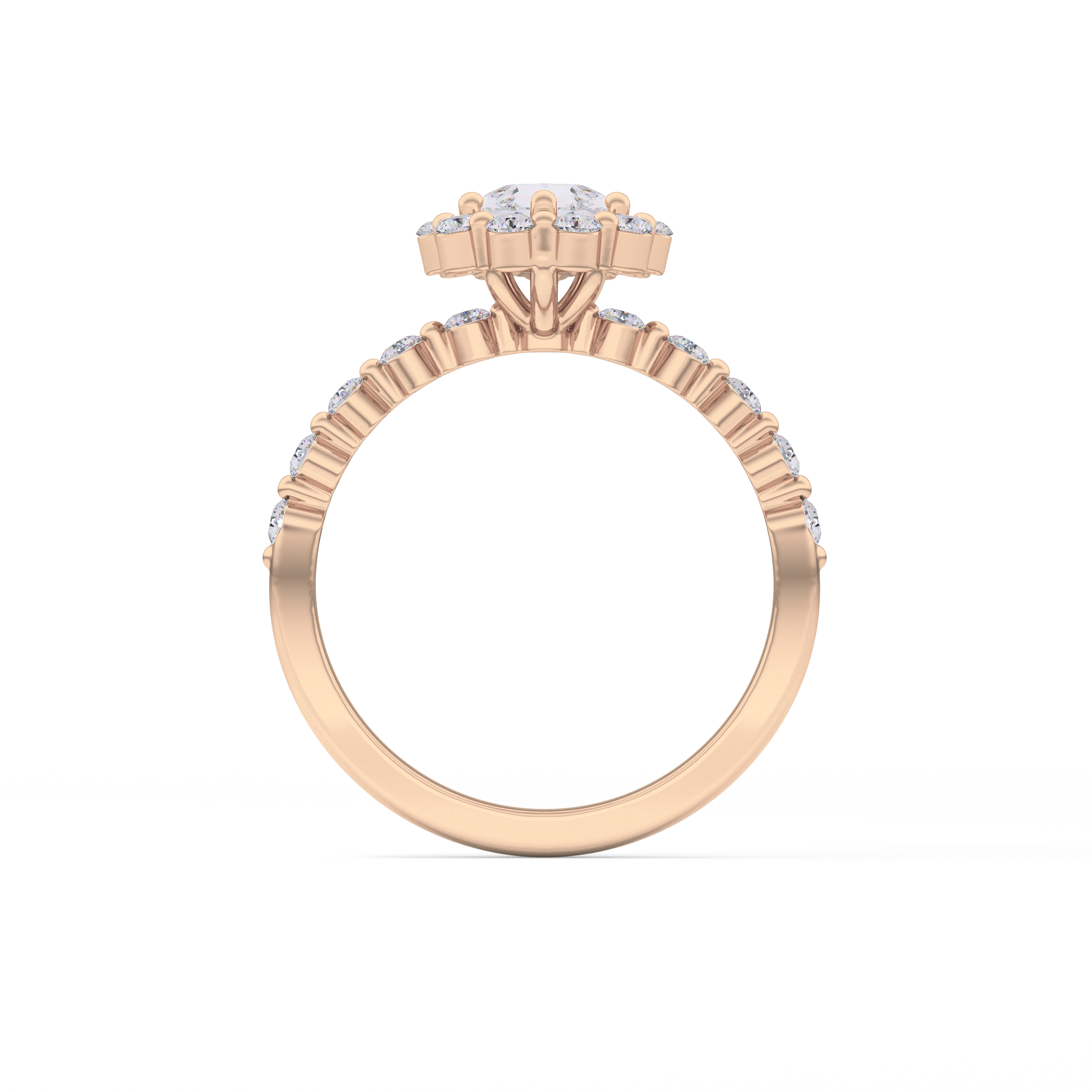 Pear Halo & Pave Lab Grown Diamond Engagement Ring