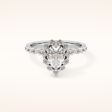 0.81 CT Pear Shaped Halo & Pave Moissanite Engagement Ring