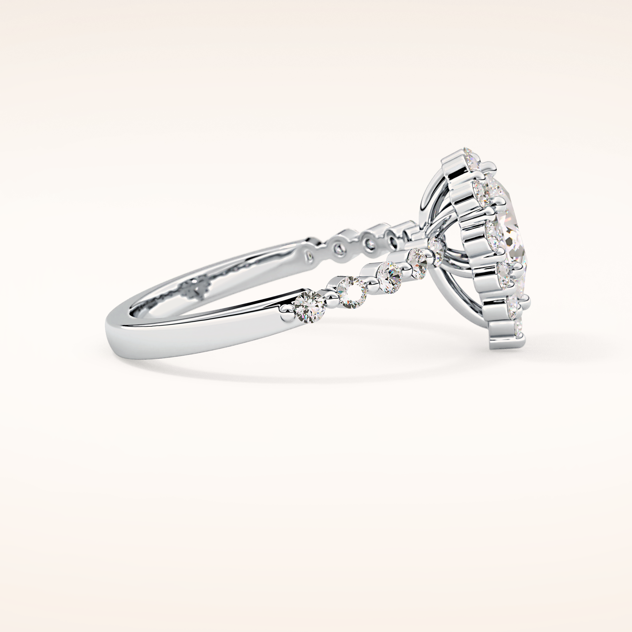 0.81 CT Pear Shaped Halo & Pave Moissanite Engagement Ring
