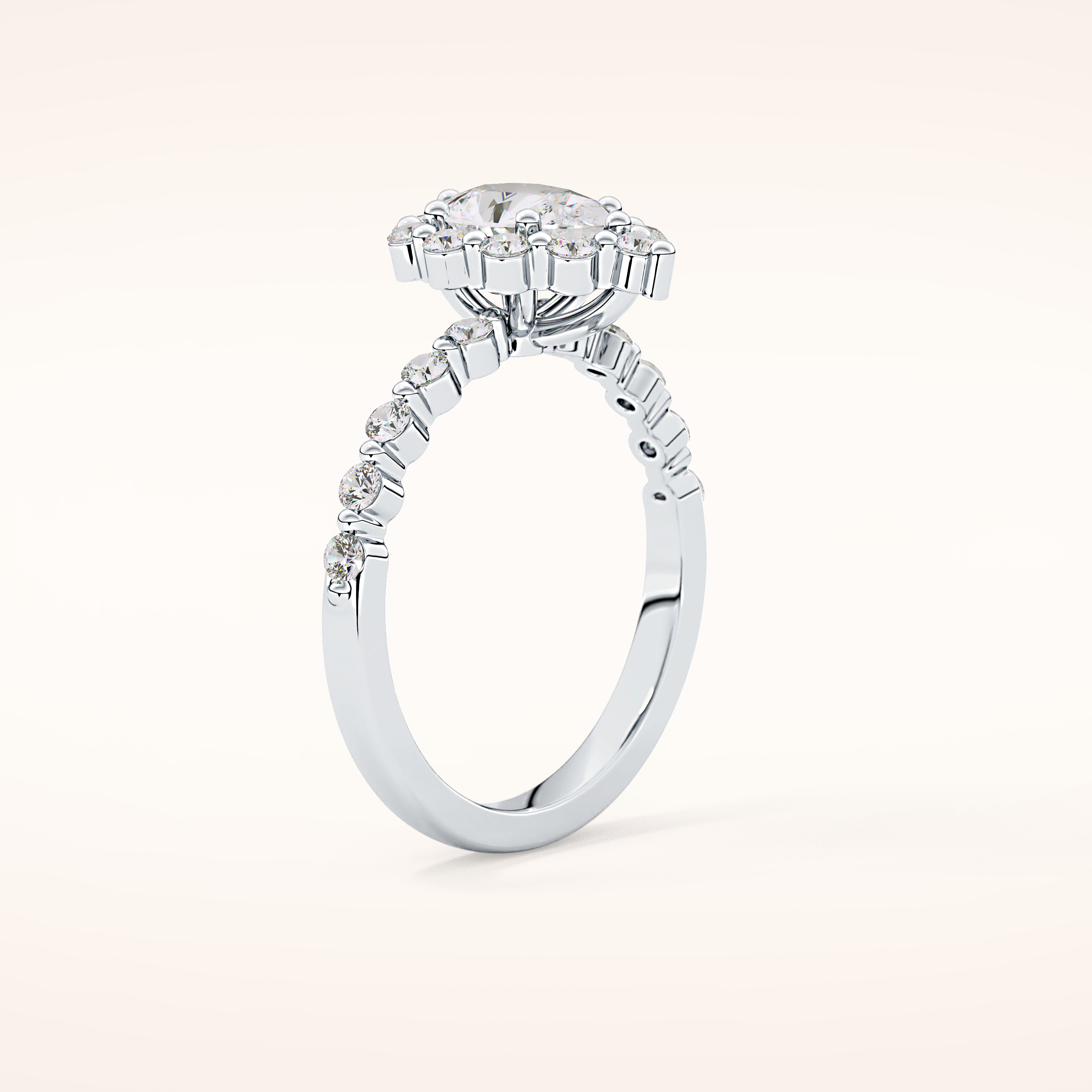 0.81 CT Pear Shaped Halo & Pave Moissanite Engagement Ring