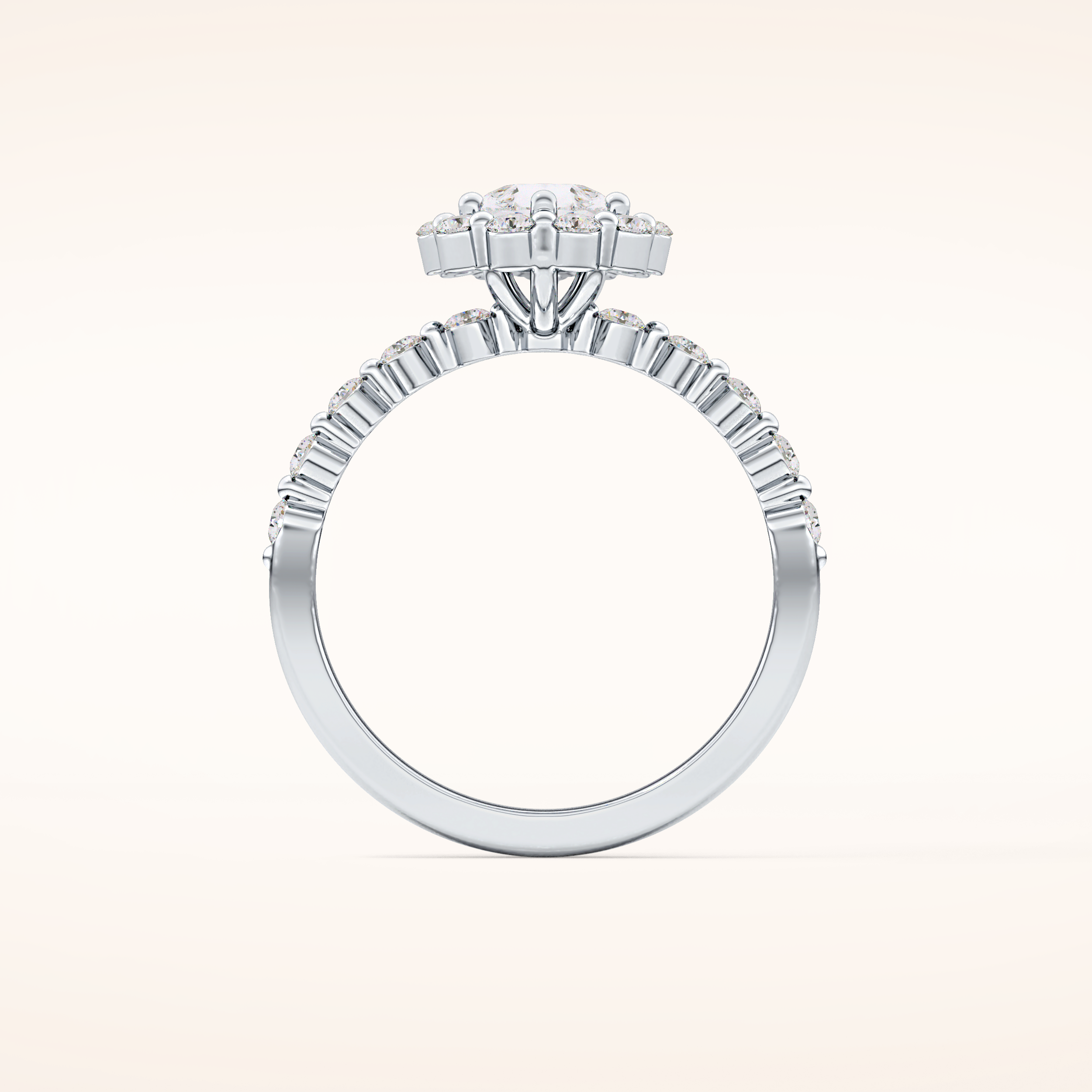 0.81 CT Pear Shaped Halo & Pave Moissanite Engagement Ring