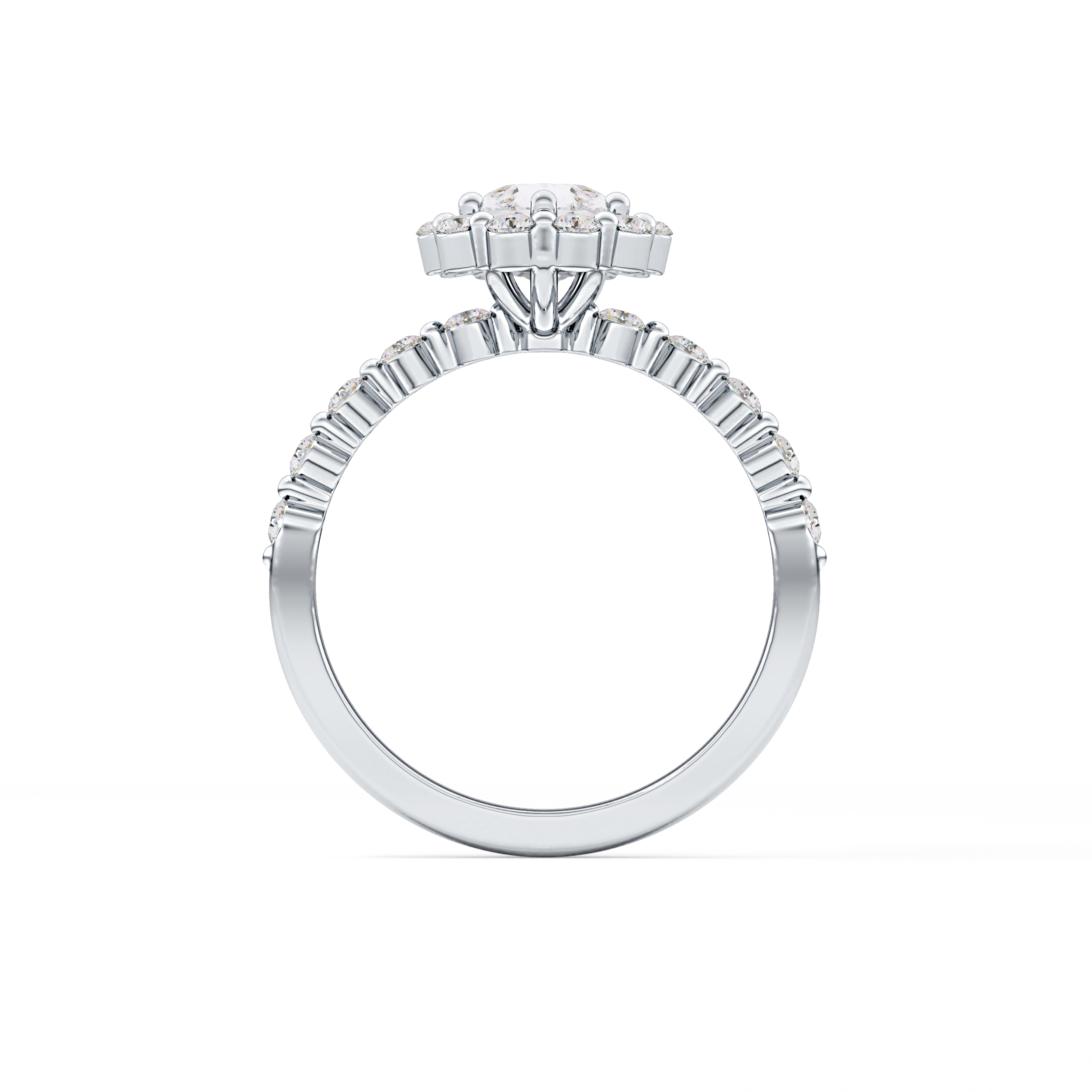Pear Halo & Pave Lab Grown Diamond Engagement Ring