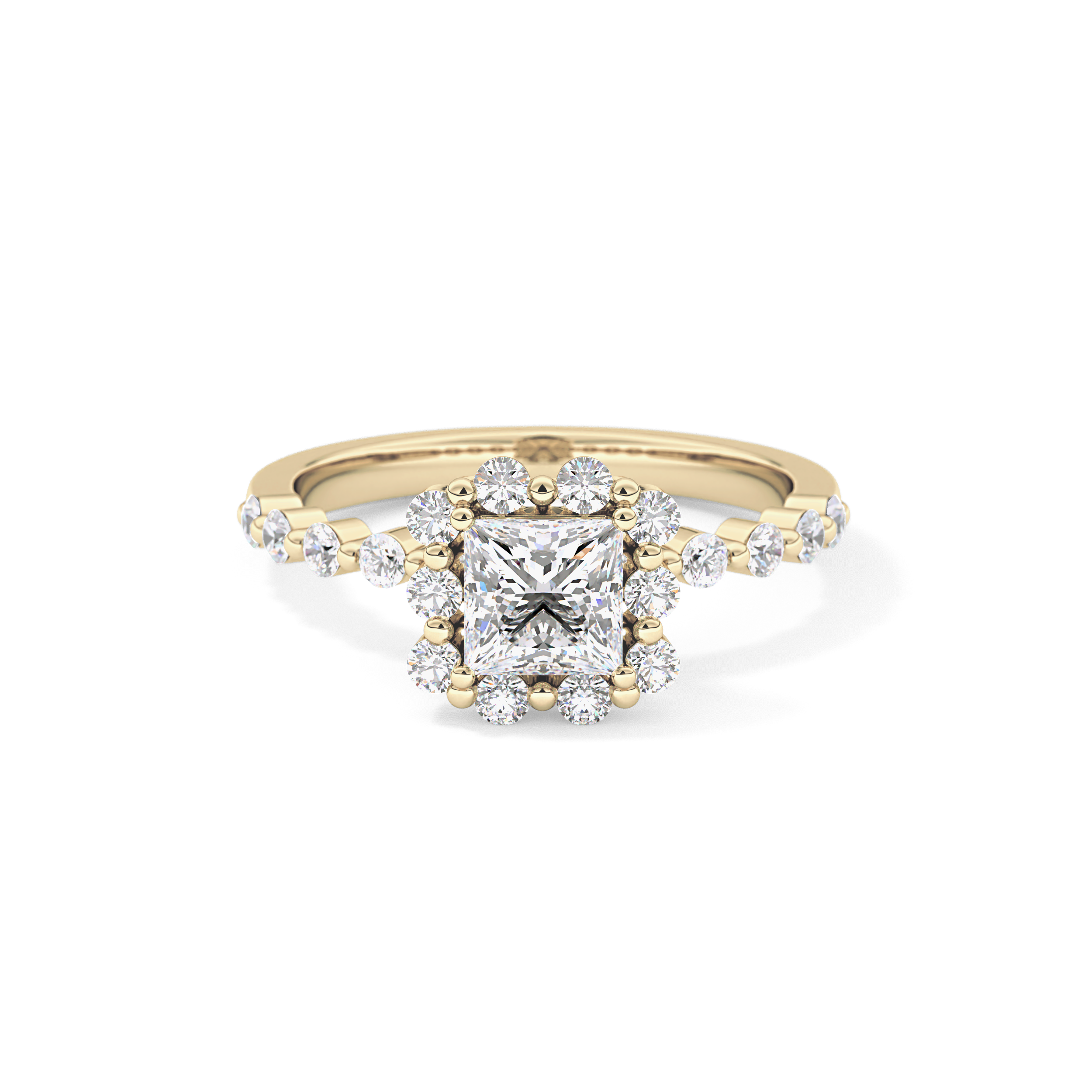 Princess Halo & Pave Lab Grown Diamond Engagement Ring