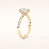 0.78 CT Princess Shaped Halo & Pave Moissanite Engagement Ring