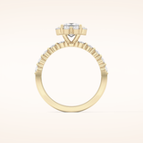 0.78 CT Princess Shaped Halo & Pave Moissanite Engagement Ring