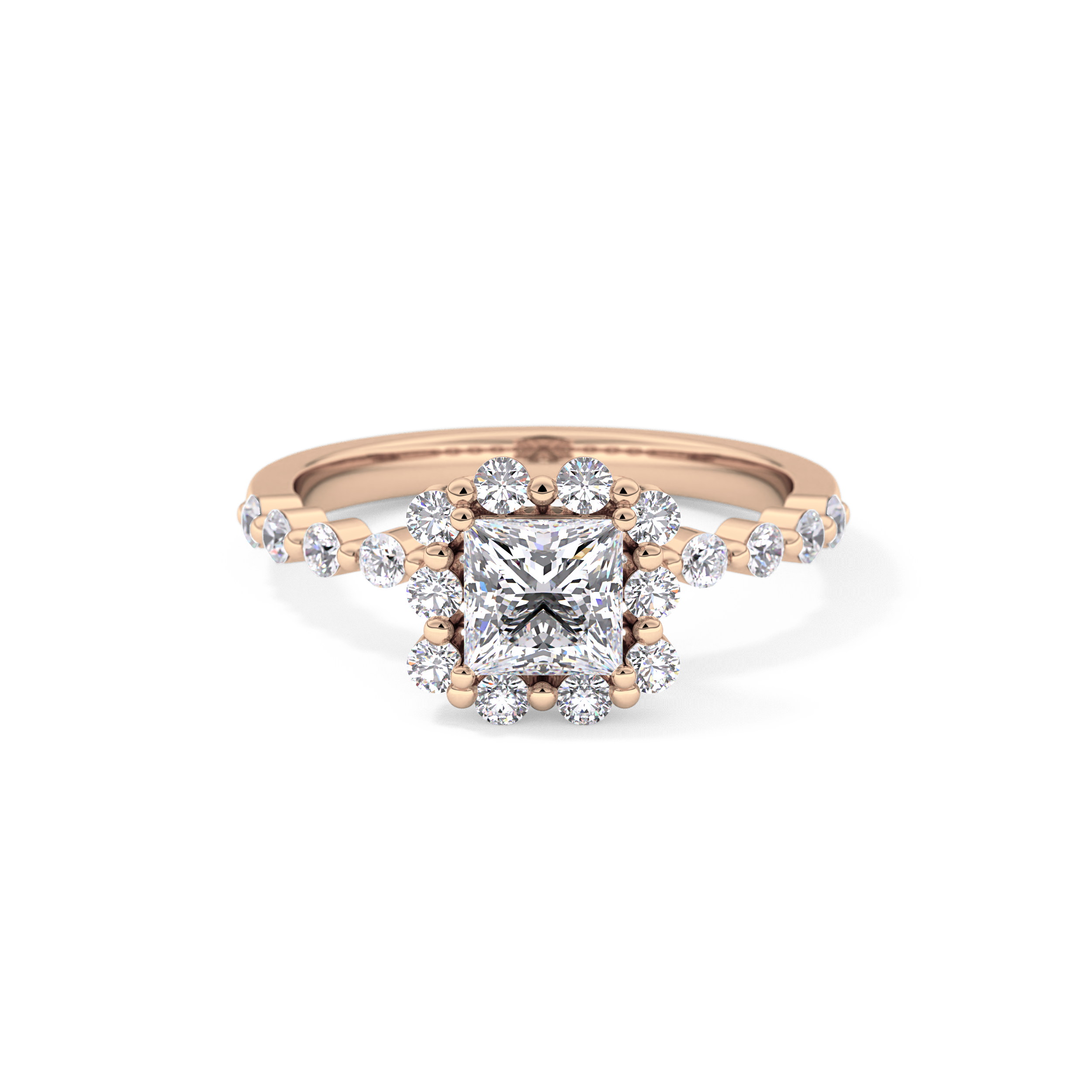 Princess Halo & Pave Lab Grown Diamond Engagement Ring