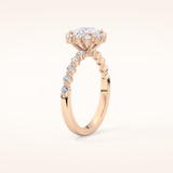 0.78 CT Princess Shaped Halo & Pave Moissanite Engagement Ring