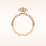 0.78 CT Princess Shaped Halo & Pave Moissanite Engagement Ring
