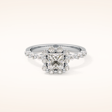 0.78 CT Princess Shaped Halo & Pave Moissanite Engagement Ring