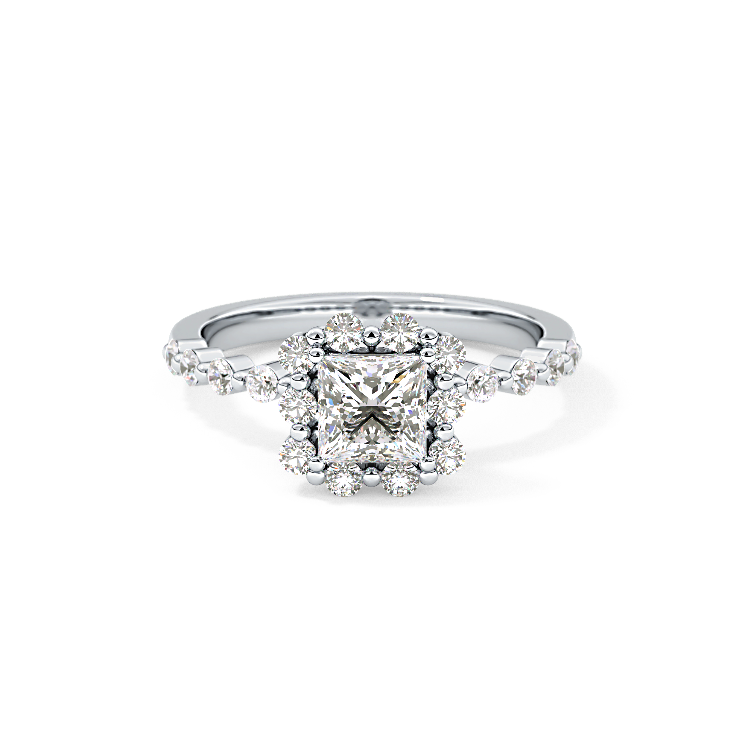Princess Halo & Pave Lab Grown Diamond Engagement Ring
