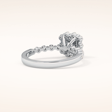 0.78 CT Princess Shaped Halo & Pave Moissanite Engagement Ring