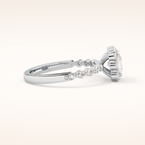 0.78 CT Princess Shaped Halo & Pave Moissanite Engagement Ring