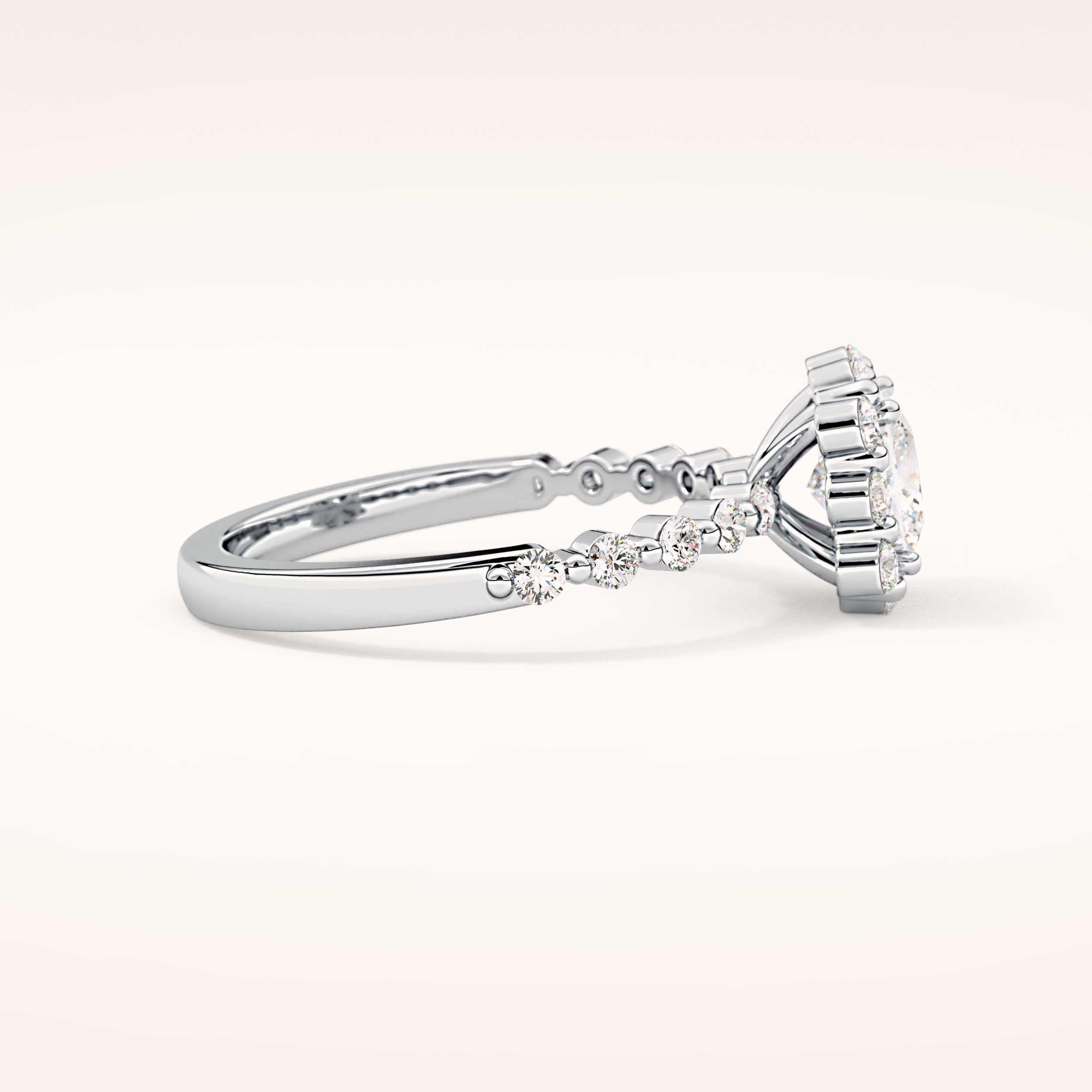 0.78 CT Princess Shaped Halo & Pave Moissanite Engagement Ring