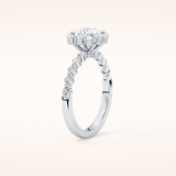 0.78 CT Princess Shaped Halo & Pave Moissanite Engagement Ring