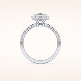 0.78 CT Princess Shaped Halo & Pave Moissanite Engagement Ring