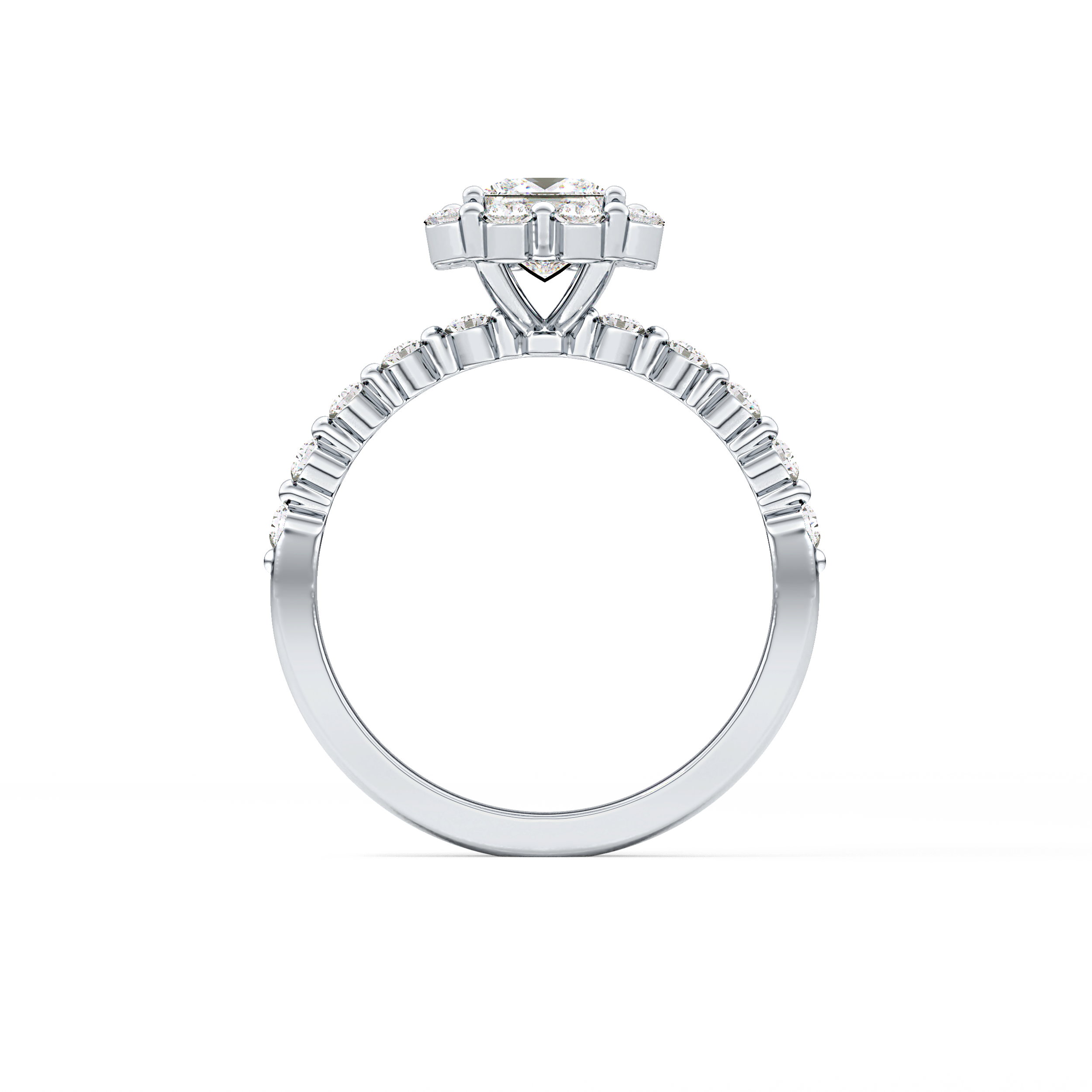 Princess Halo & Pave Lab Grown Diamond Engagement Ring
