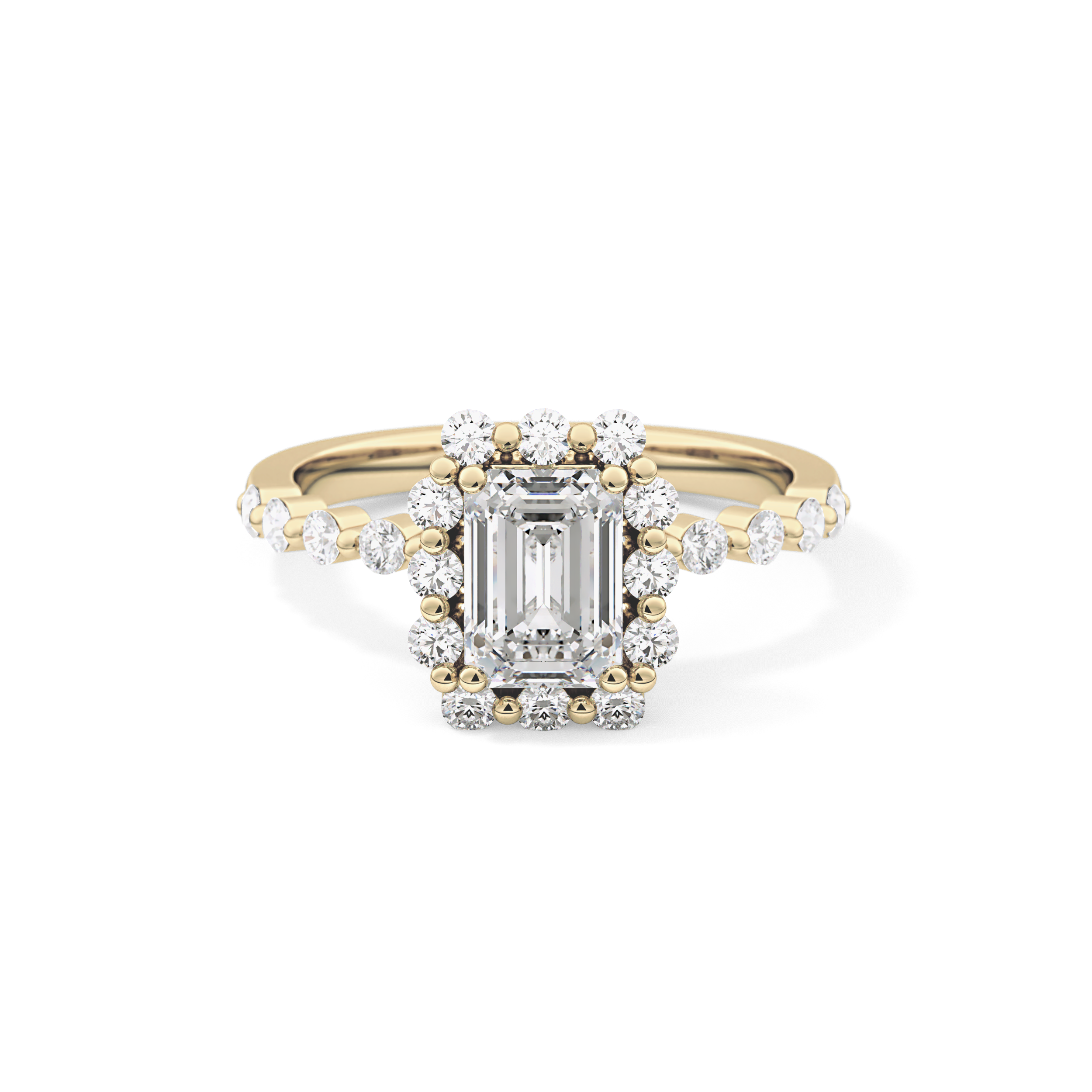 Emerald Halo & Pave Lab Grown Diamond Engagement Ring