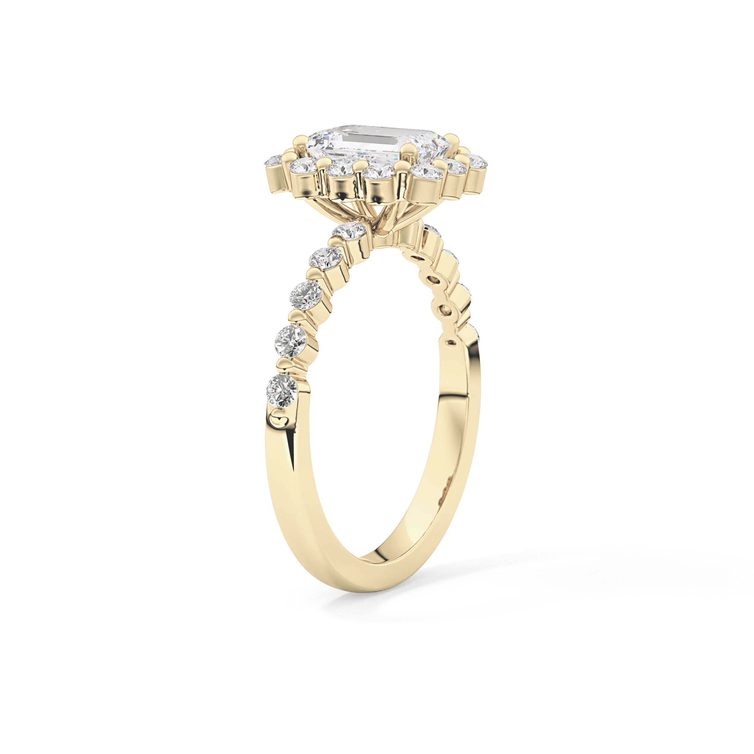 Emerald Halo & Pave Lab Grown Diamond Engagement Ring