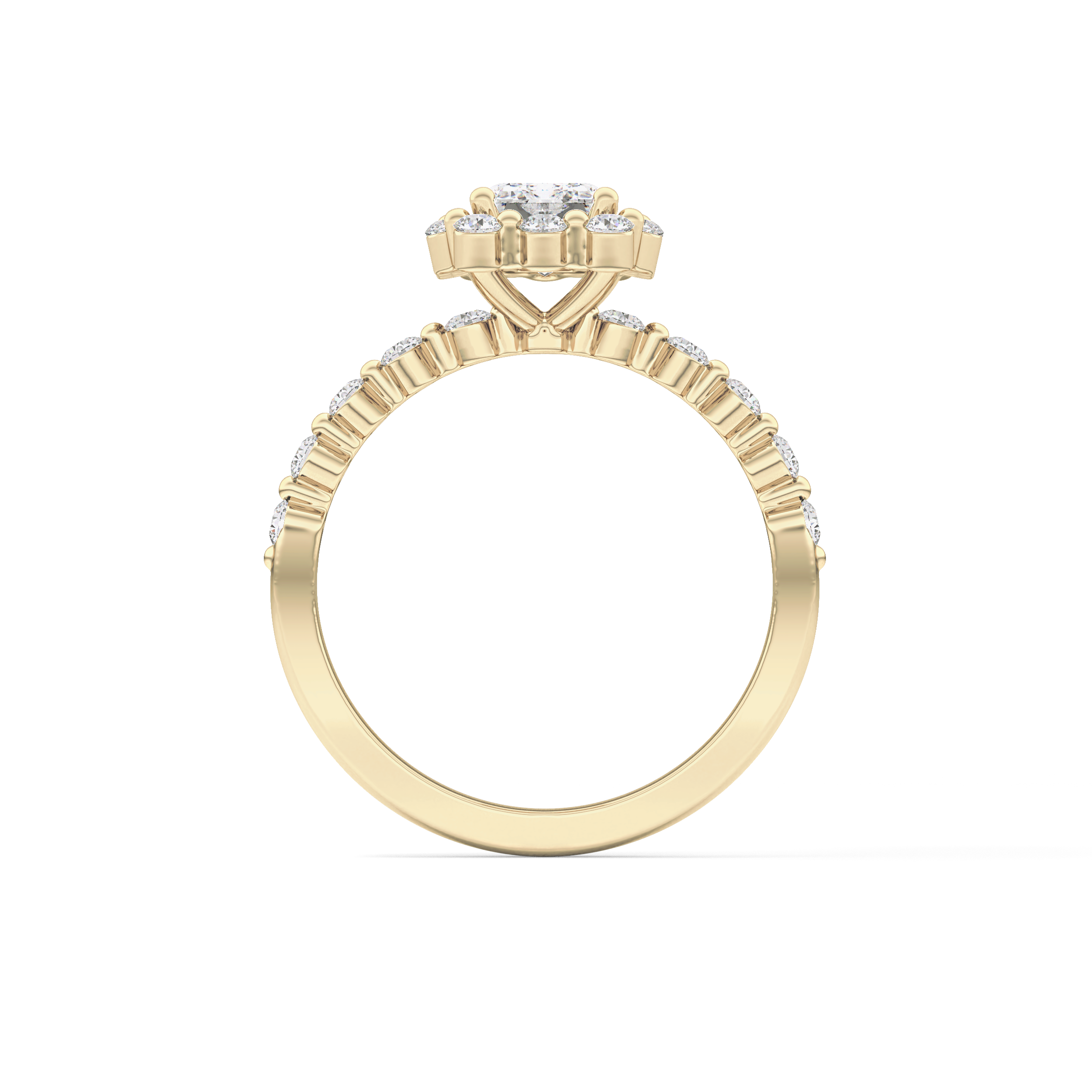 Emerald Halo & Pave Lab Grown Diamond Engagement Ring