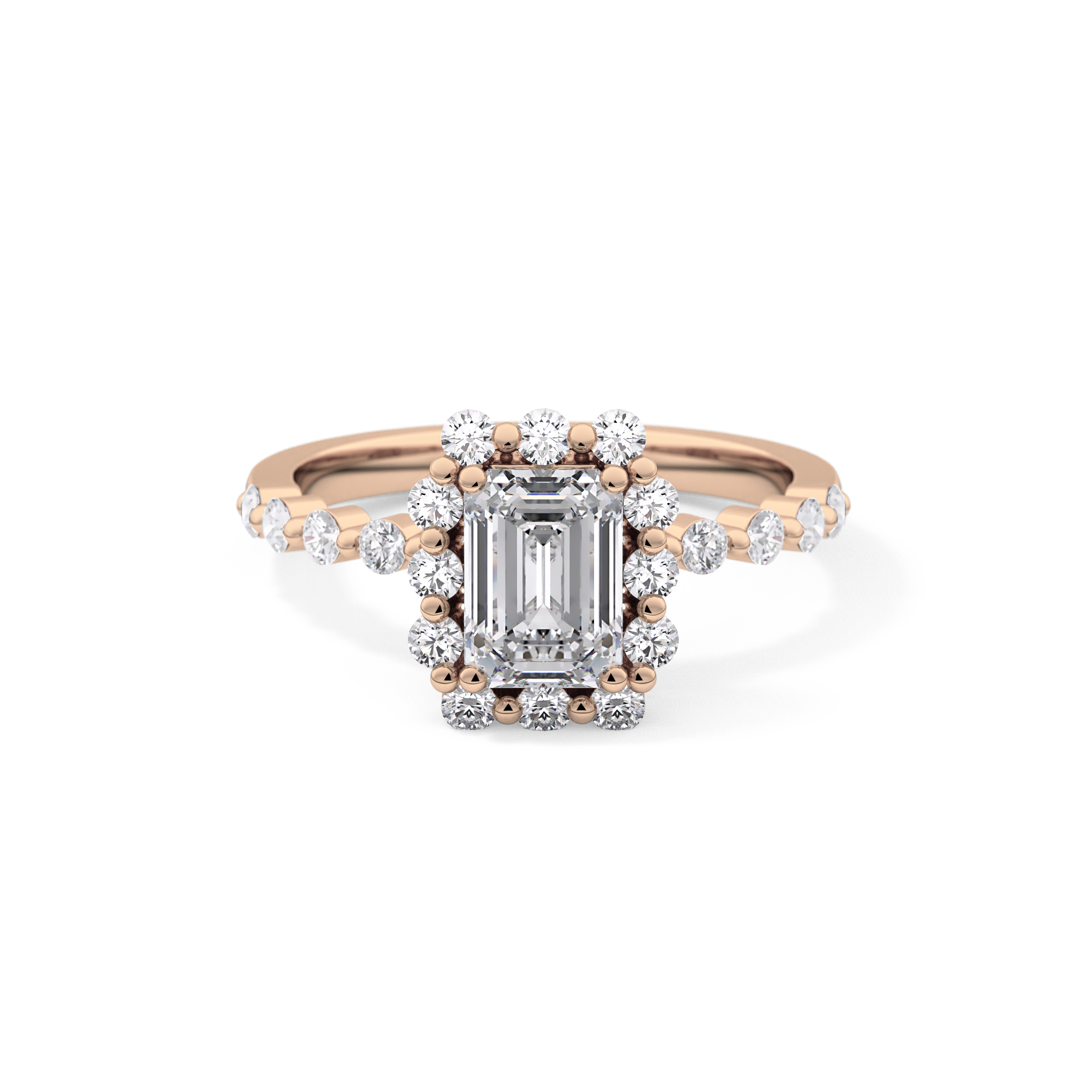 Emerald Halo & Pave Lab Grown Diamond Engagement Ring