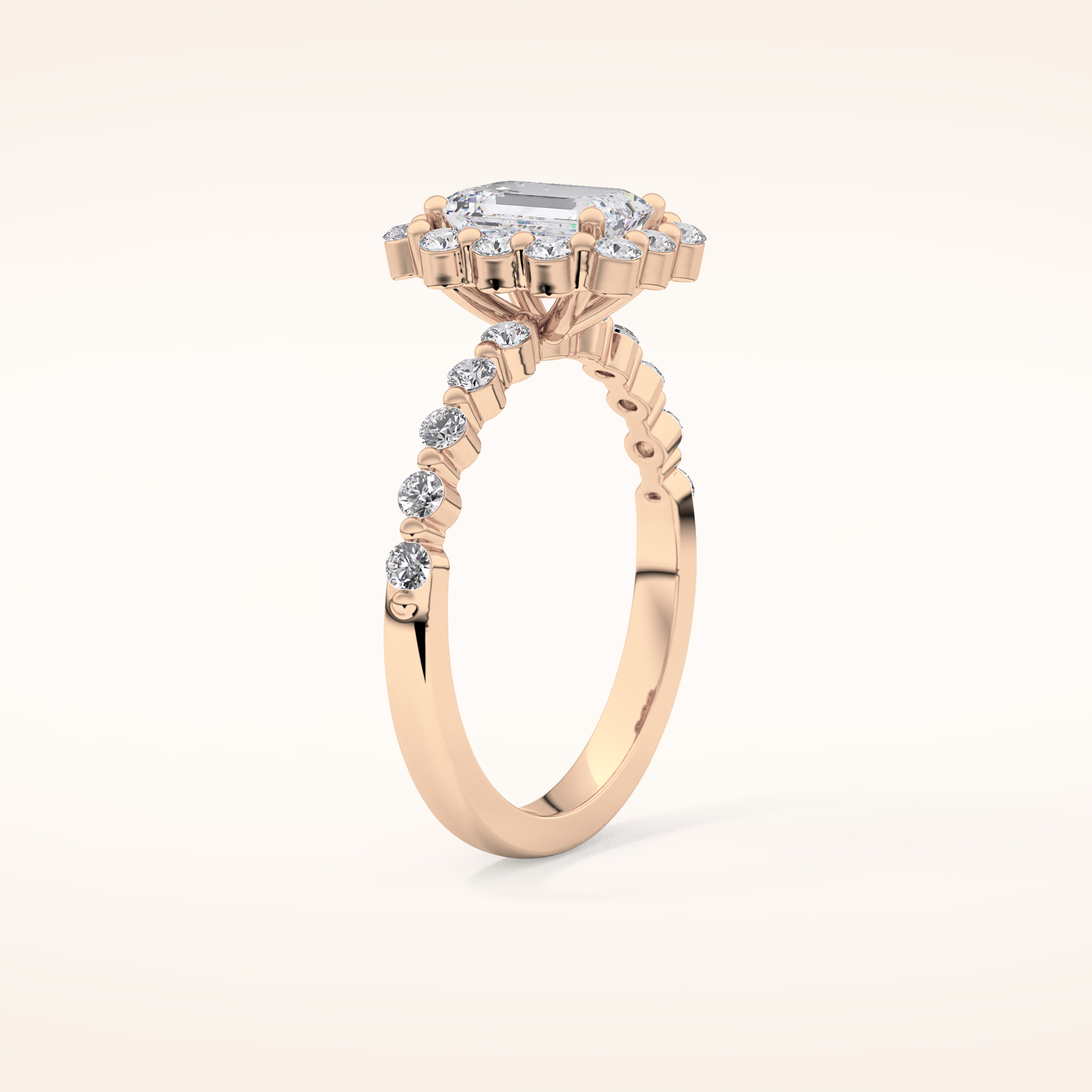 1.02 CT Emerald Shaped Halo & Pave Moissanite Engagement Ring