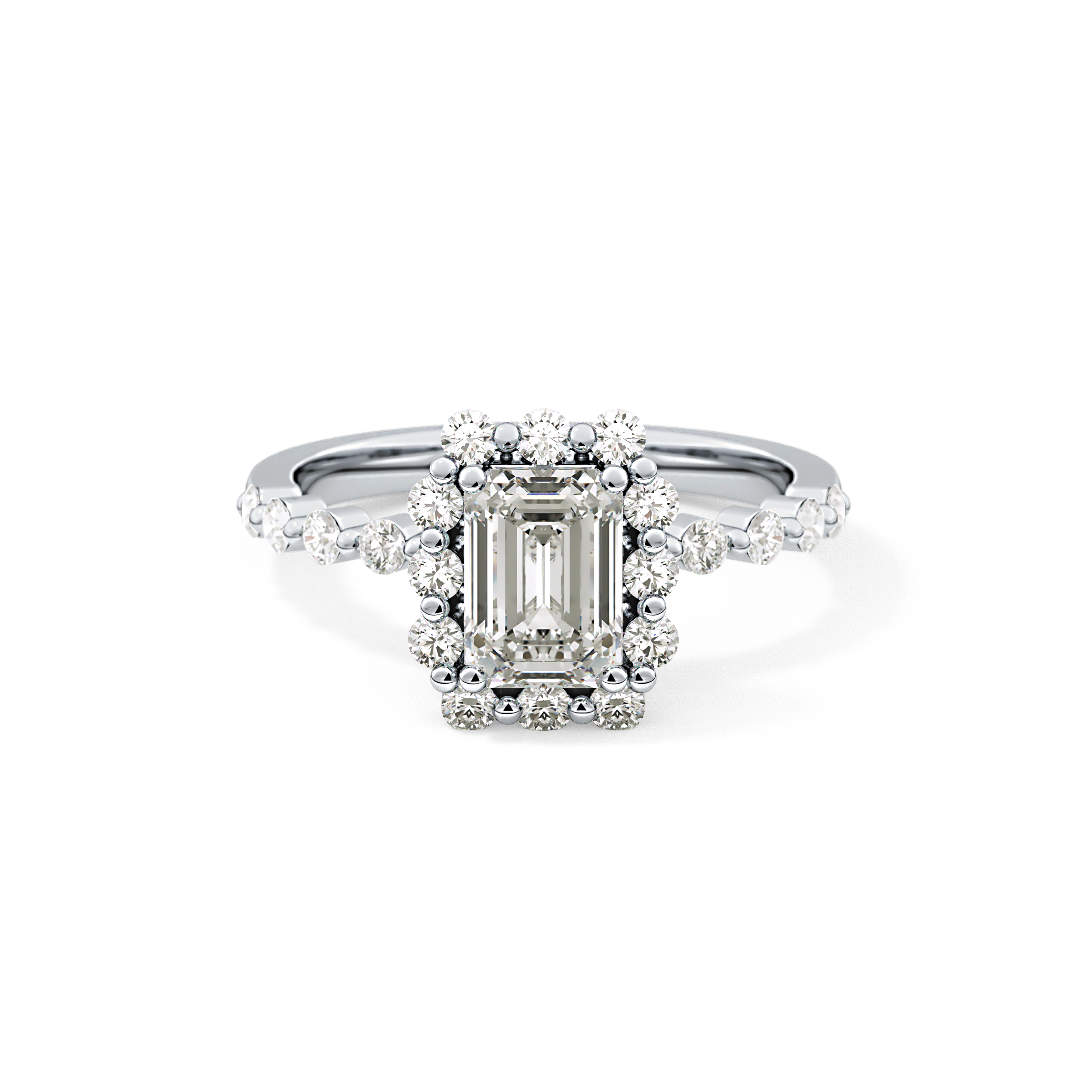Emerald Halo & Pave Lab Grown Diamond Engagement Ring