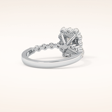 1.02 CT Emerald Shaped Halo & Pave Moissanite Engagement Ring