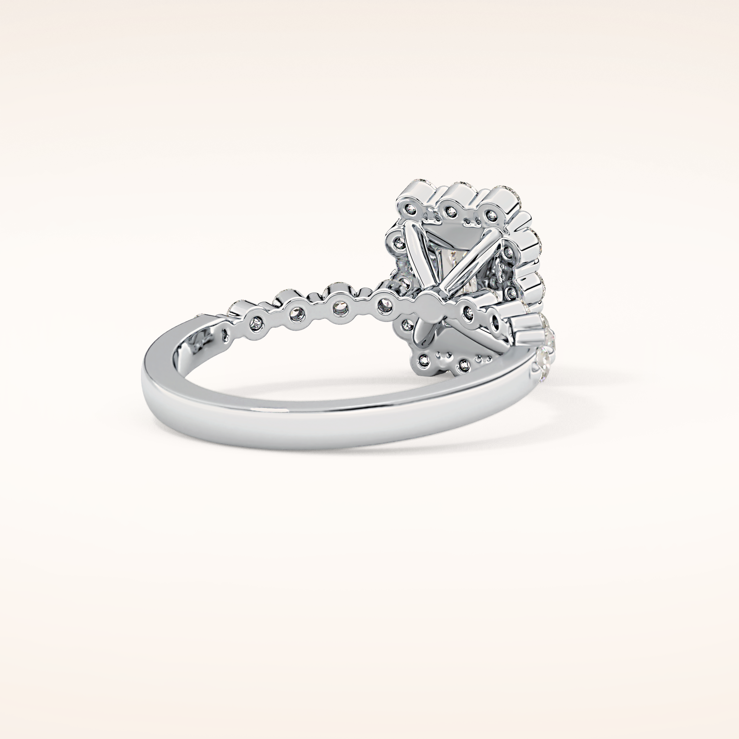 1.02 CT Emerald Shaped Halo & Pave Moissanite Engagement Ring