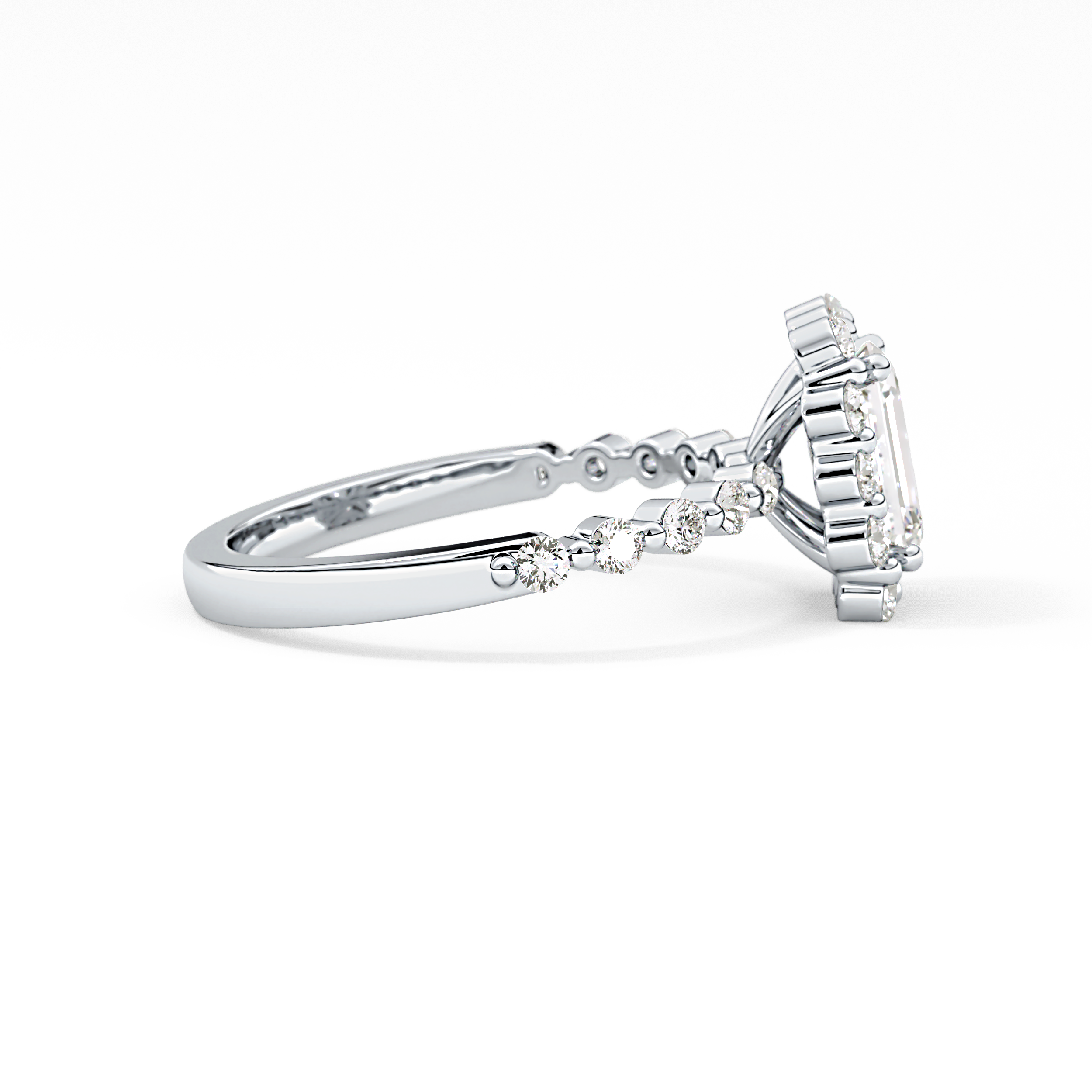 Emerald Halo & Pave Lab Grown Diamond Engagement Ring